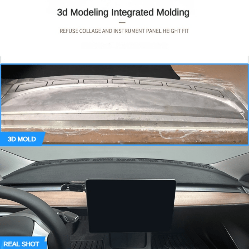 For Model 3/Y Dashboard Cover,3D Integrated Molding Suede Dash Board  Cover,Center Console Cover Dash Mat Protector Sunshield Cover,Anti Slip Pad