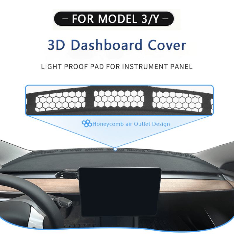 For Model 3 Y Dashboard Cover 3d Integrated Molding Suede Dash Board Cover  Center Console Cover Dash Mat Protector Sunshield Cover Anti Slip Pad -  Automotive - Temu France