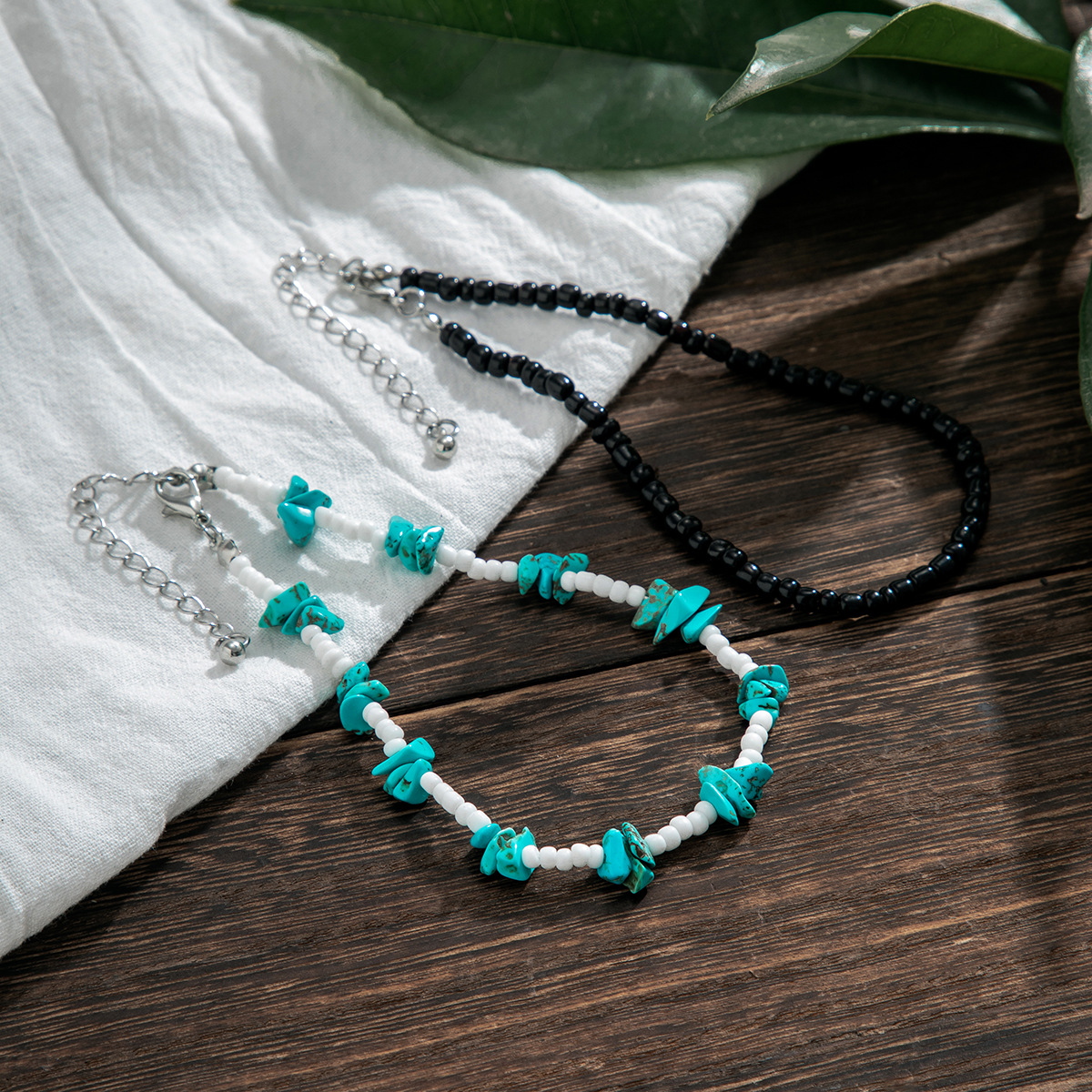 Men's Turquoise Beaded Anklet Set for Beach Stacking