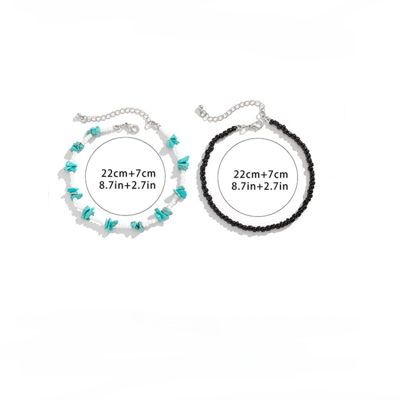 Men's Turquoise Beaded Anklet Set for Beach Stacking