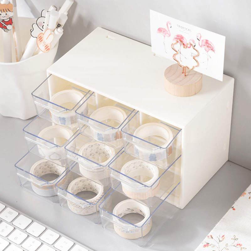 9 Grids Storage Box With Drawer for Students Dormitory Dustproof