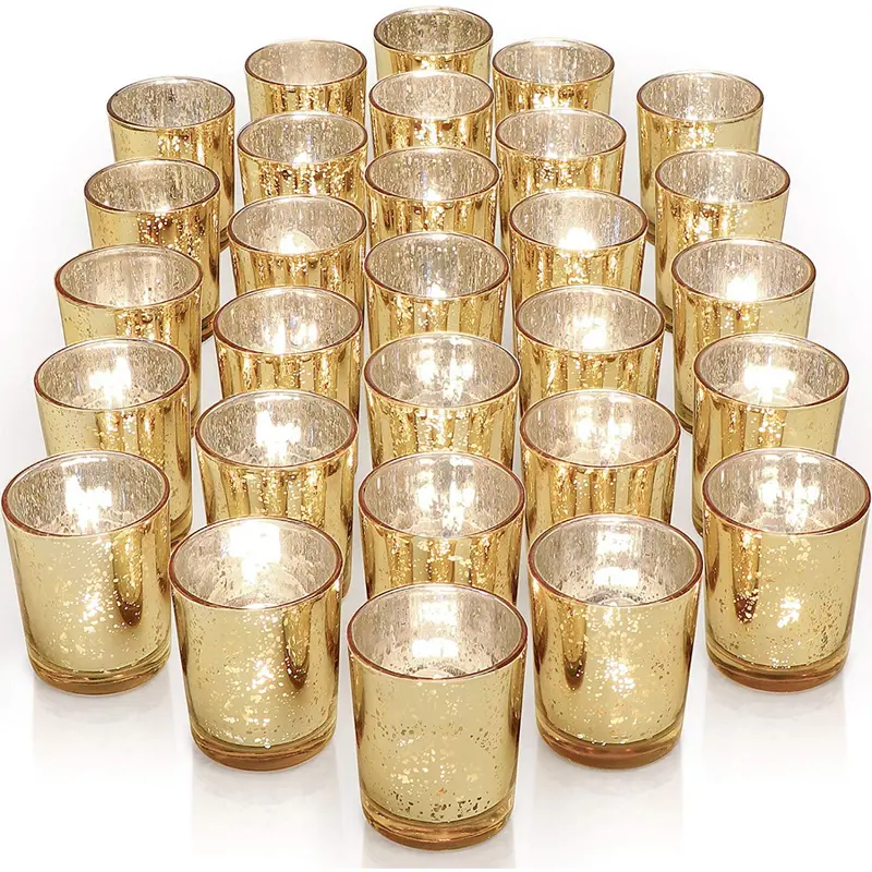 European Style Glass Candle Holder Floral Gold-plated Glass Storage Jar  Restaurant Hotel Holiday Table Decoration Exquisite Gift