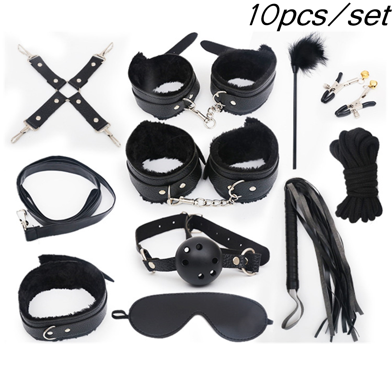 10pcs Bondage Restraints Kit, Leather Bondage Set * Toys Valentine's Day  Gift