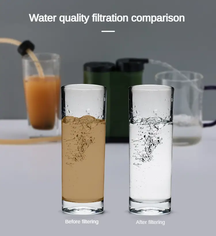 electric water filter usb rechargeable automatic pump water purifier with flashlight for outdoor camping hiking travel details 9