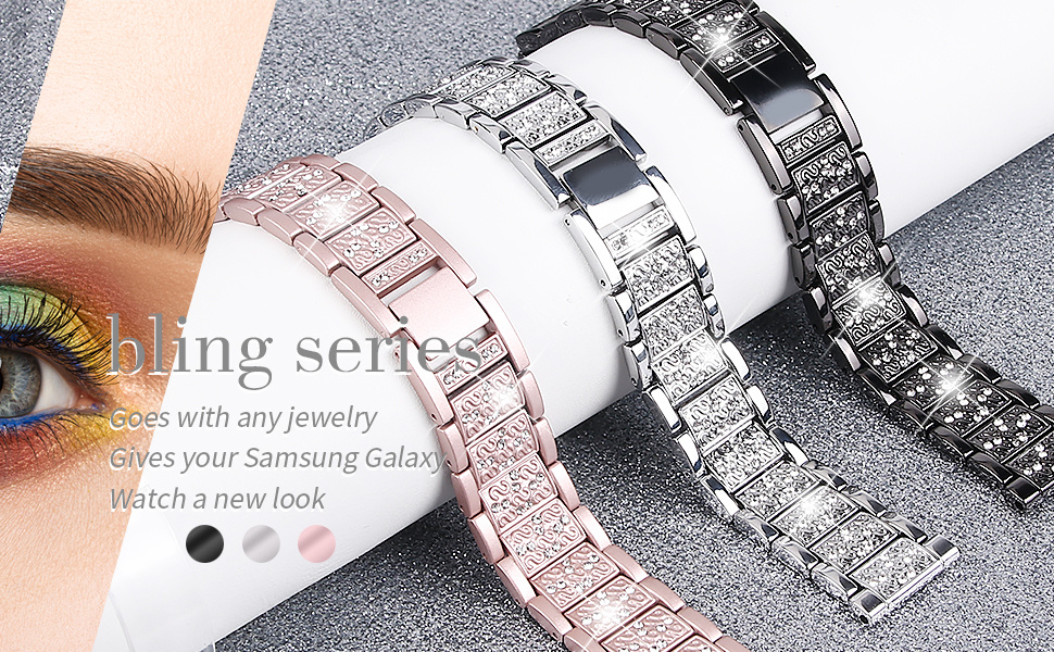 For Samsung Watch 5/5 Pro 4 Sparkle Rhinestone Steel Watch Band Bracelet  Strap