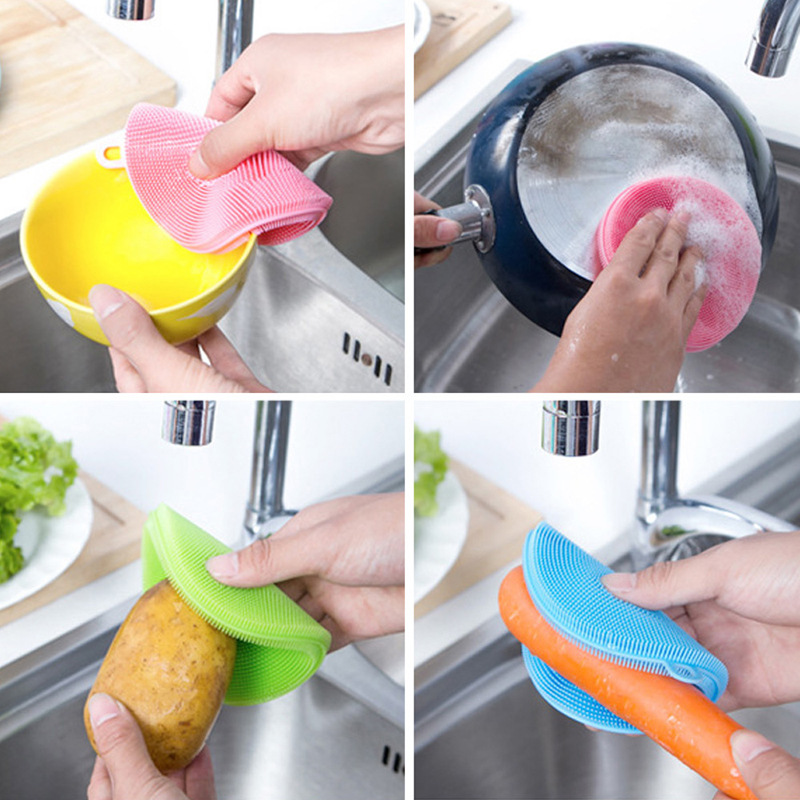 5pcs Multifunctional Fruit and Vegetable Brush Scrubber,Silicone Flexible  Bristles Kitchen Scrub Brushes,Kitchen Food Cleaning Tool for Potatoes