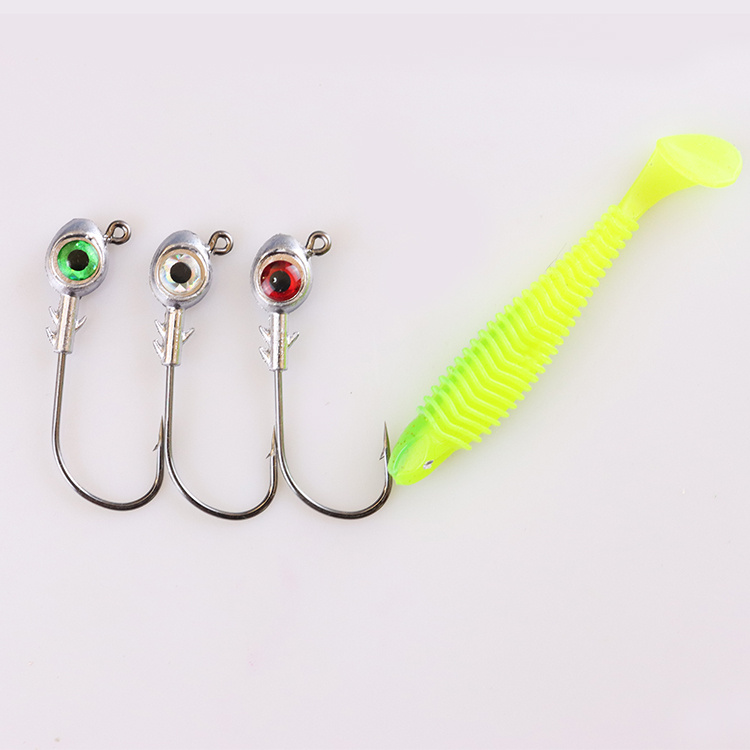Fishing Lure Jig Head Hooks Kit - 69Pcs Lead Head Jig Hooks with Double 3D  Eyes Sharp Fishing Hooks Ball Head Jig Bait for Bass Trout