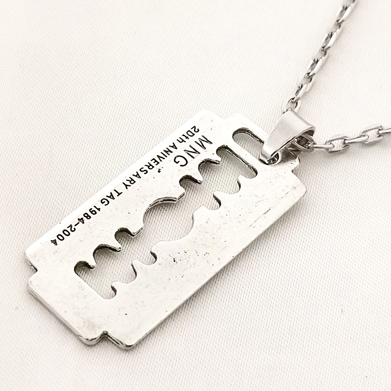 Razor Blade Necklace in Stainless Steel Punk Pendant Rock 