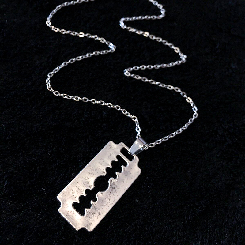 PEAS Punk Jewelry Razor Blade Pendant Hip Hop Necklace