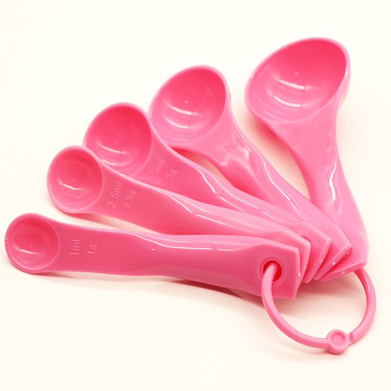 Colorful 5pc Plastic Measuring Spoon Set For Baking Kitchen Use