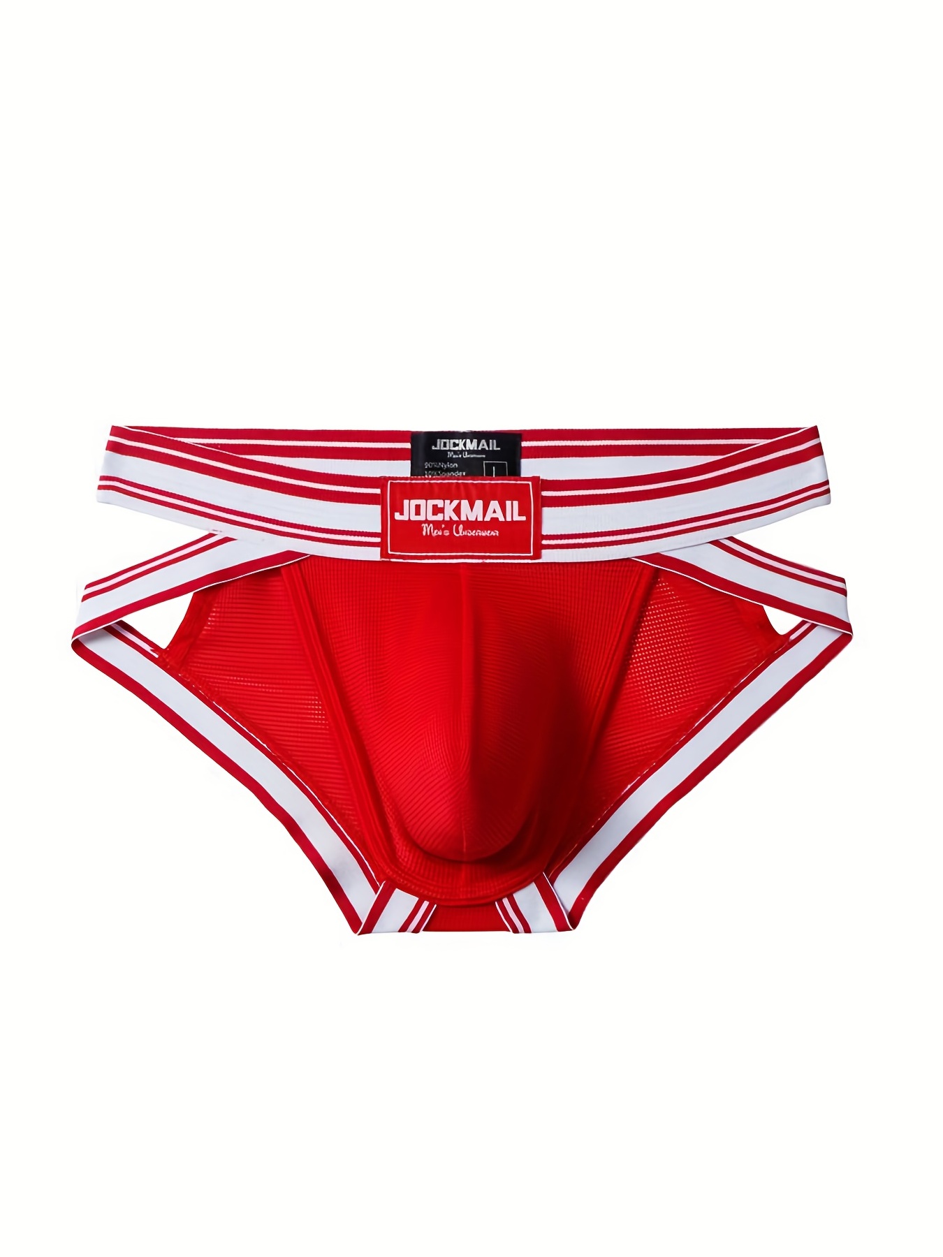 Jockmail Men's Sexy Striped Hollow Out Underwear Briefs Mesh