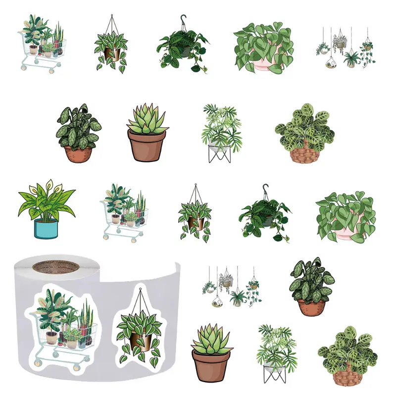 Plant Green Cute Stickers 10 Patterns Pack Cartoon Aesthetic - Temu