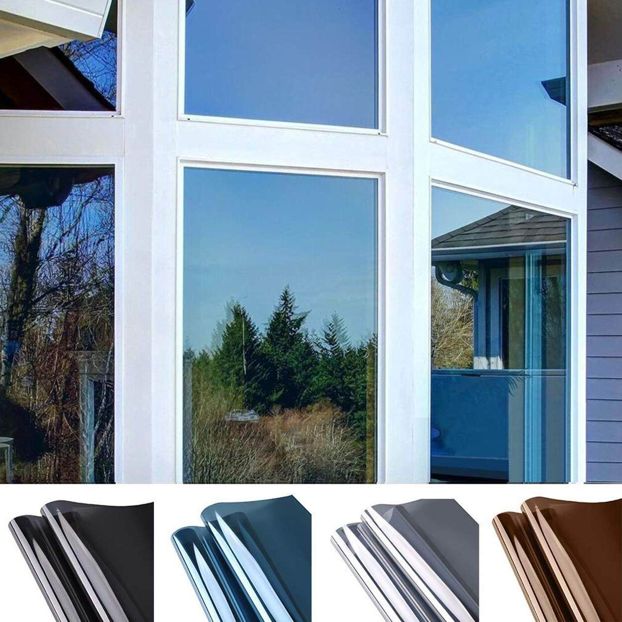 Arthome Window Tint for Home One Way Mirror Film Daytime Privacy Heat Control Reflective Sun Blocking Anti UV Solar Film Non-Adhesive Static Cling