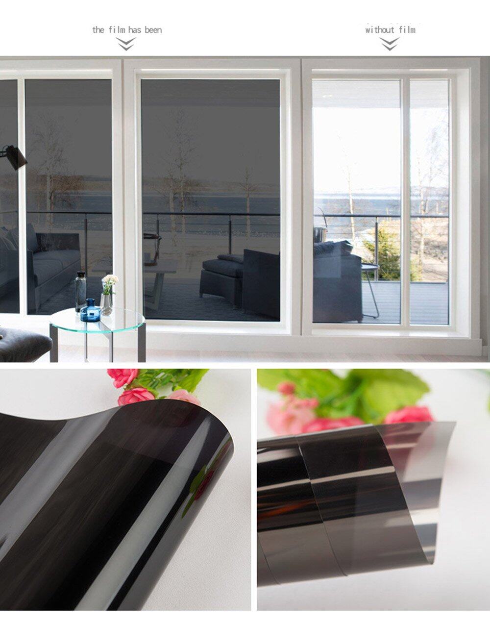 window film privacy sun blocking   reflective tint one way heat control anti uv window stickers for home and office details 3