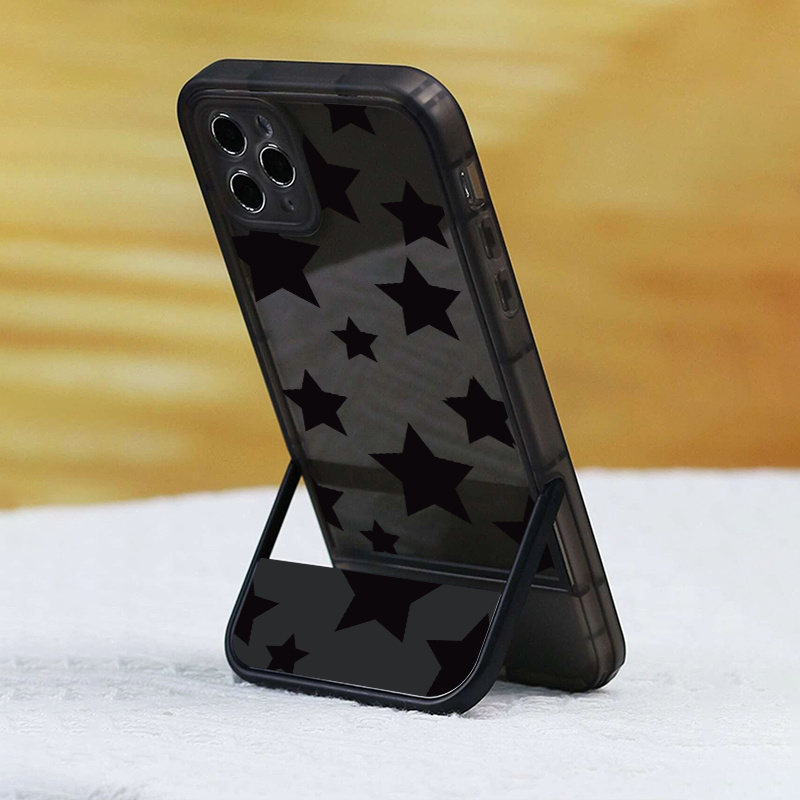 Black Star Pattern Phone Case Invisible Holder Iphone 14 13 - Temu