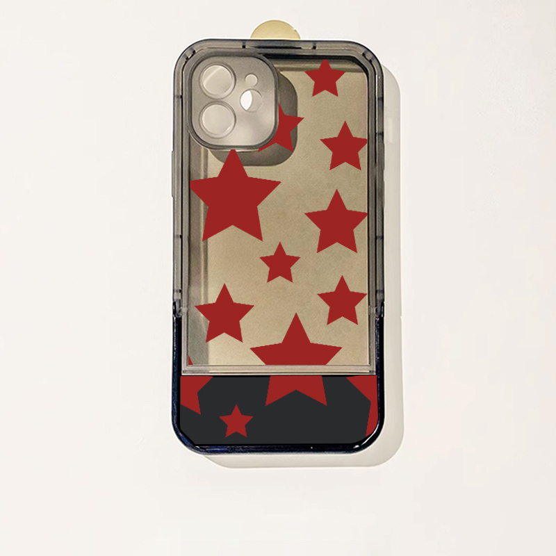 Red Star Pattern Phone Case with Invisible Holder: Protect Your iPhone  14/13/12/11 Pro Max/Mini/XR/XS Max/X/8/7 Plus with a Soft White Cover!