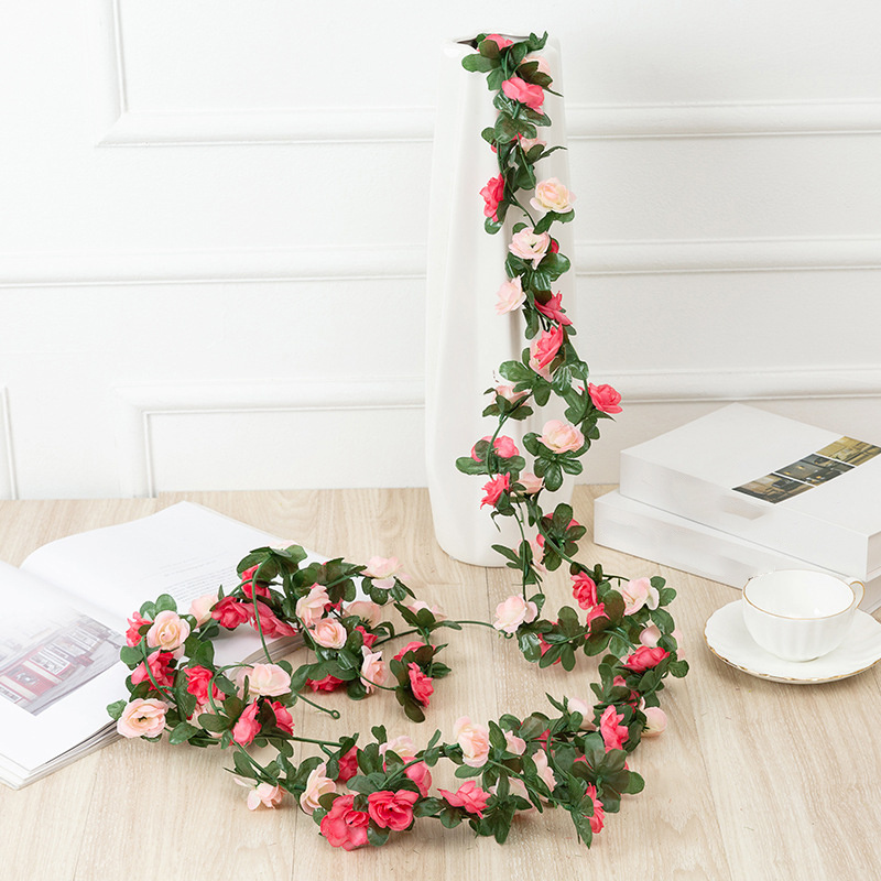 Simulation rose vine air conditioning pipe decoration wedding wedding wall  hanging wall vine flower string tree vine 69 artificial flowers will always  be bright