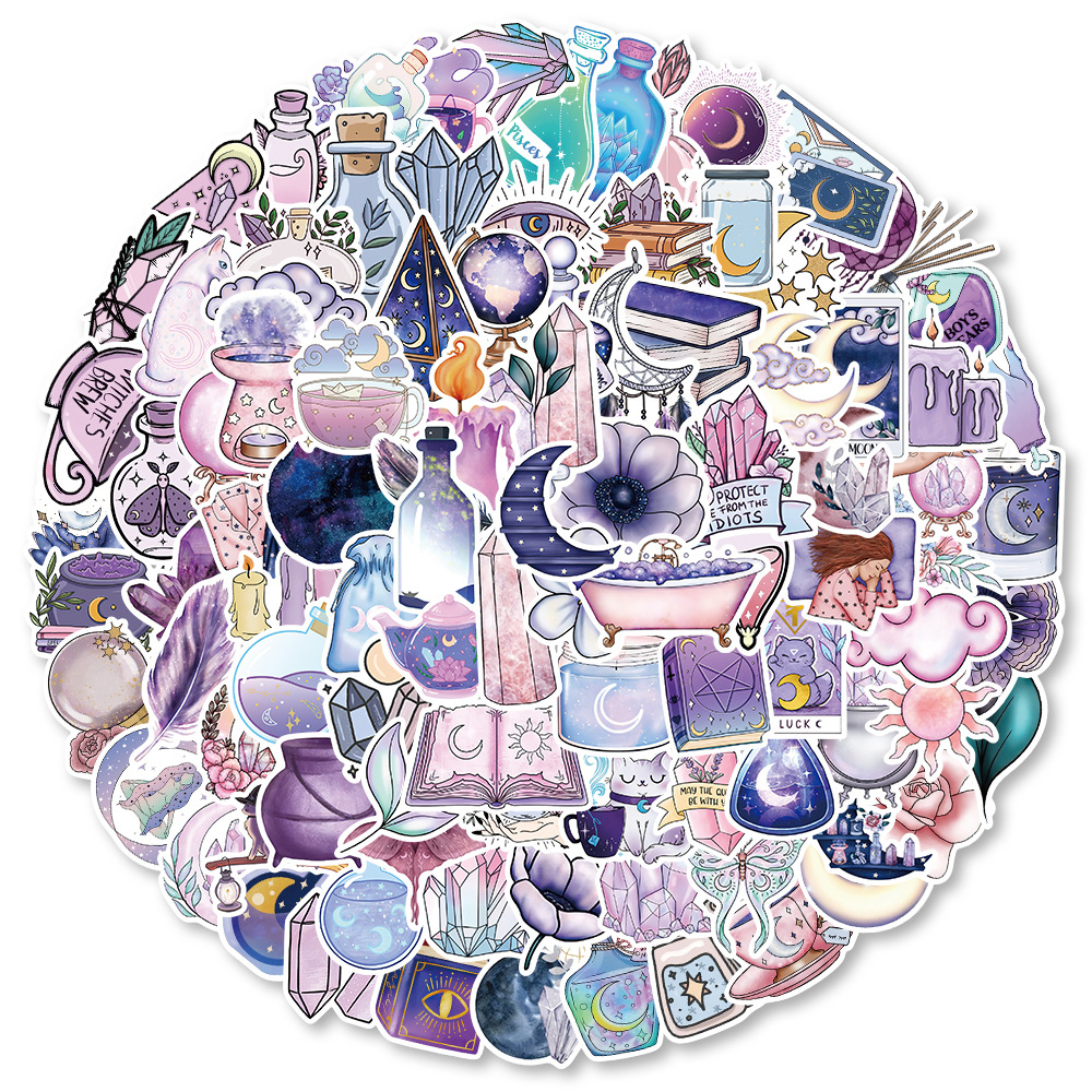 Purple Aesthetics Stickers Pack Cute Cartoon Vinyl - Temu
