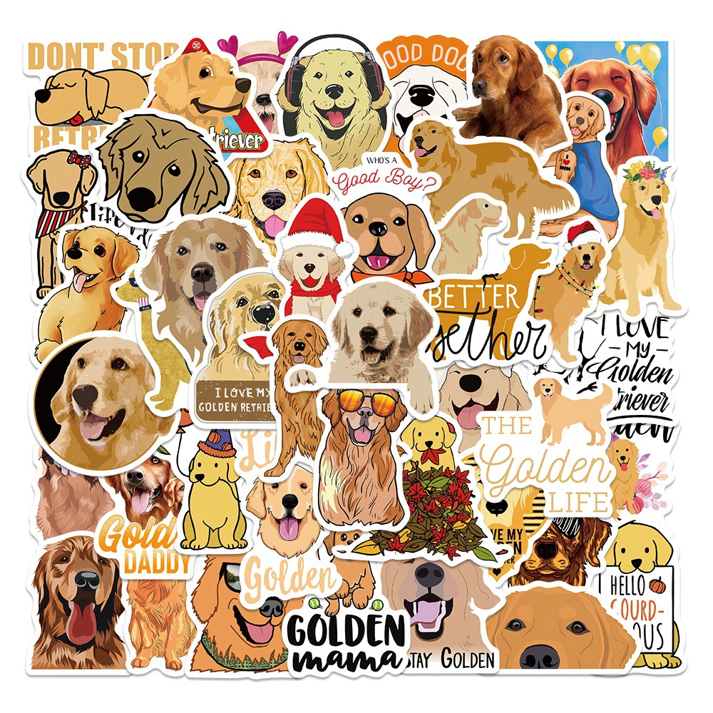  Cute Animal Golden Retriever Stickers for Kids, Teens- 50PCS  Premium Waterproof Vinyl Kawaii Aesthetic Dog Stickers for Water Bottles,  Skateboards, and More, Cartoon Decal Pack (Golden Retriever) : Electronics