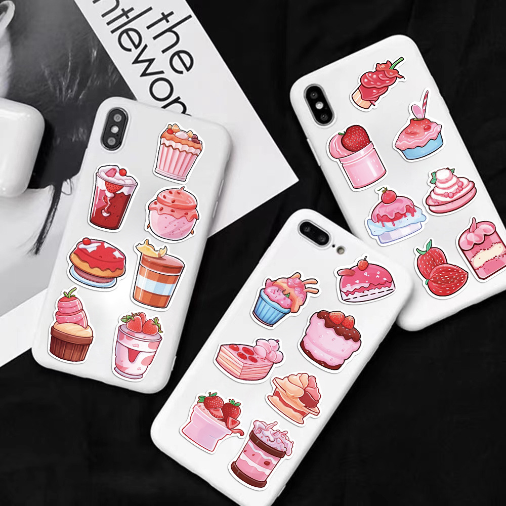 50Pcs Strawberry Stickers for Kids Girls Teens,Cartoon Cute Strawberry  Reward Sticker,DIY Decoration Guitar Water Cup Phone Journal Computer Decals