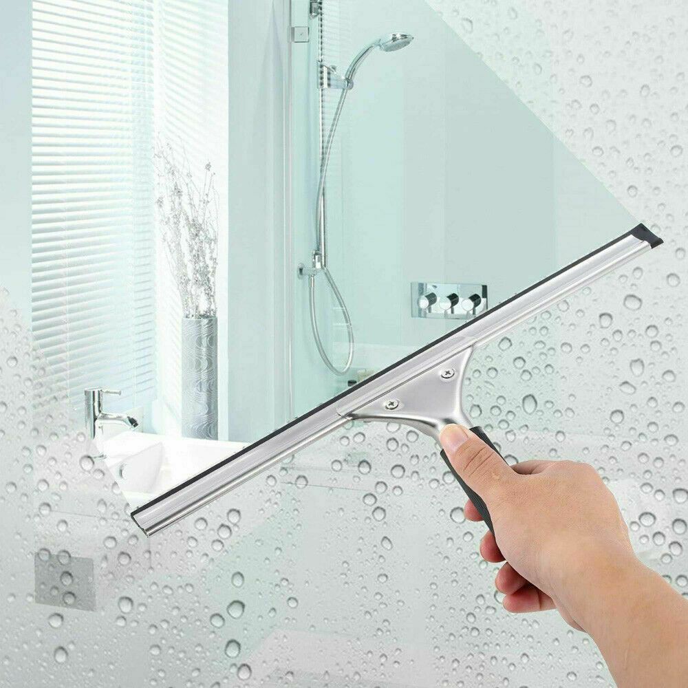 1pc Stainless Steel Glass Cleaner, Shower Squeegee With Adhesive Hook For  Kitchen, Bathroom, Car Windows, Silver
