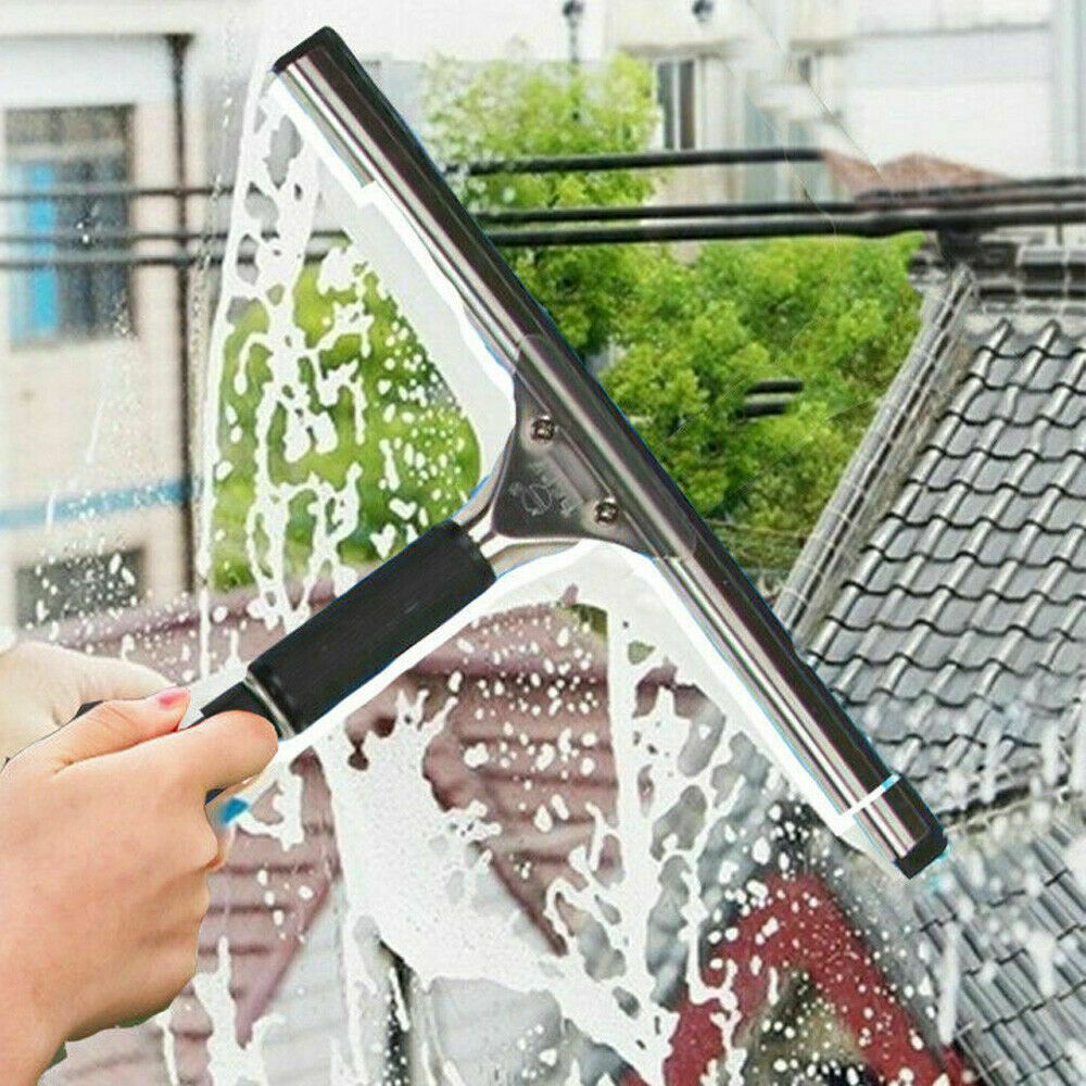 Stainless Steel Shower Squeegee With Adhesive Hooks Bathroom - Temu