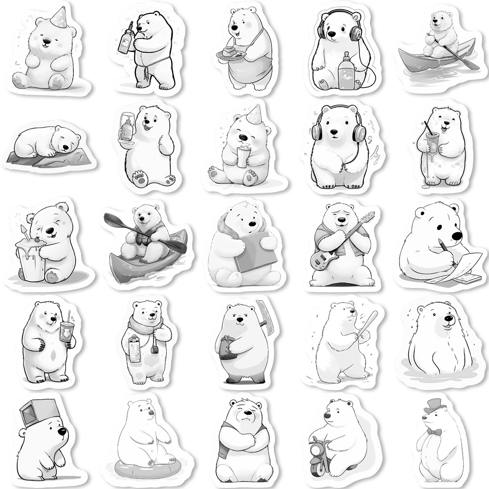 Cute Polar Bear Stickers, Illustrated Stickers, American Travel Stickers,  Clear Stickers, Stickers for Scrapbook, Cute Bear Stickers 