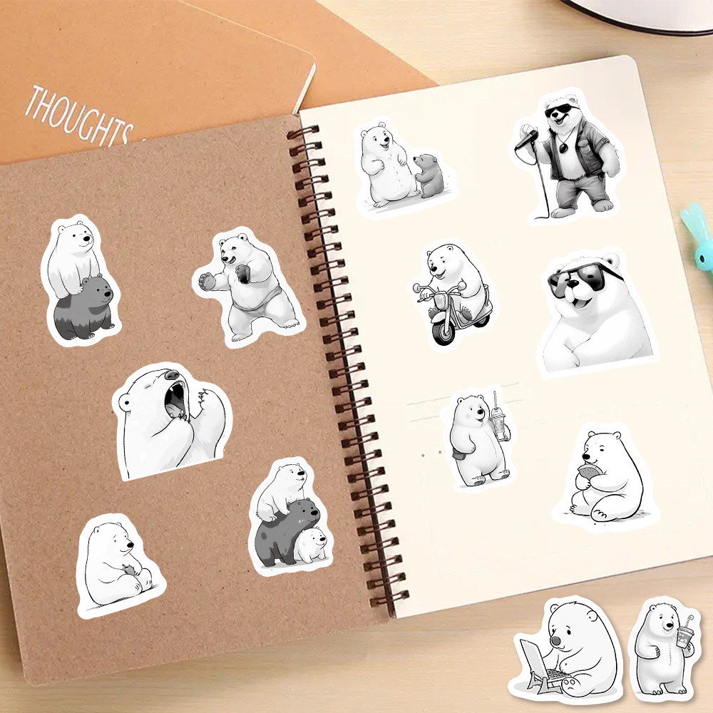 Cartoon White Polar Bear Stickers for Scrapbook, DIY Craft
