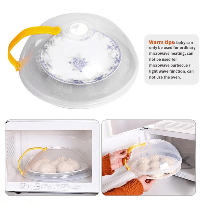 Microwave Splatter Cover, Oil Proof Splashproof Microwave Oven Heating  Special Cover, Steam Vents Microwave Plate Cover With Easy-grip Handle For  Microwave, Kitchen Supplies - Temu
