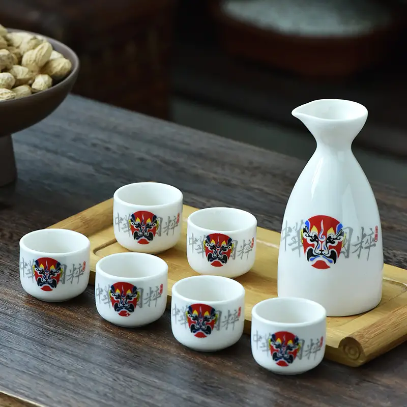 Set, Set Di Sake Giapponese, Bottiglia Okkuri E Tazze Ochoko, Set Di Sake  In Ceramica Con Motivo Floreale In Stile Cinese, Drinkware Estivo Invernale
