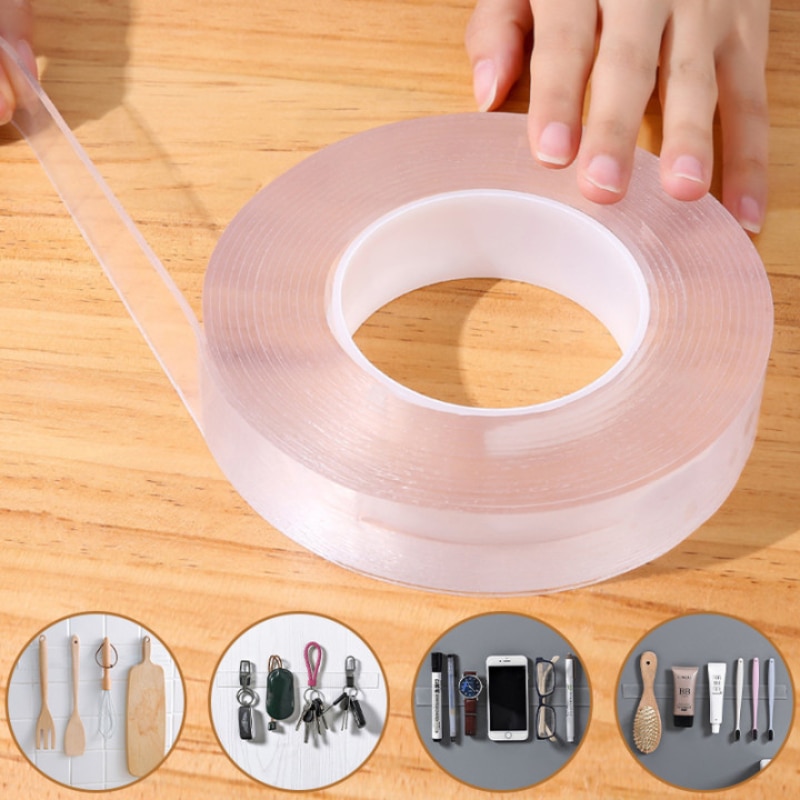 Transparent Tape Removable Clear Double-Sided Strong Adhesive Tape Wall  Sticky for Hanging Poster/Picture/Decor - AliExpress