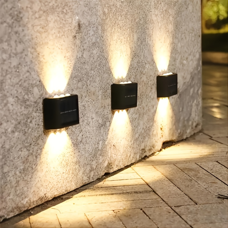

1pc 6 Led Solar Powered Aa/1.2v/600mah, 2 Color, Warm And Cold Color Decoration Wall Light For Courtyard, Street, Landscape, Gardenting Eid Al-adha Mubarak