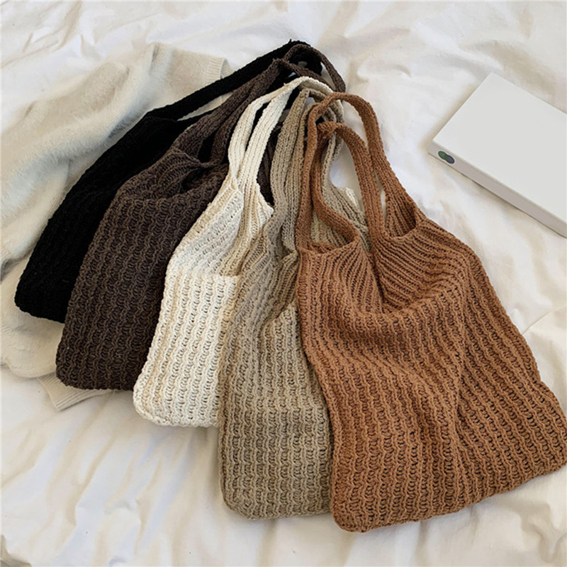 Trendy Heart Pattern Knitted Tote Bag, Large Capacity Shoulder Bag, Perfect  Underarm Bag For Daily Use - Temu