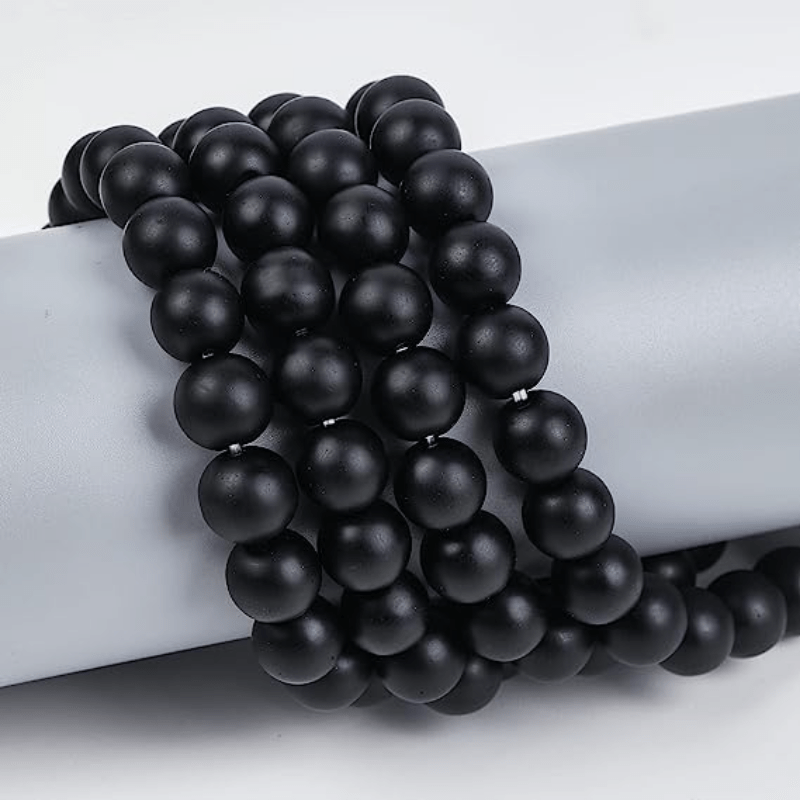 Natural Matte Black Beads Round Gemstone Beads Loose Beads - Temu