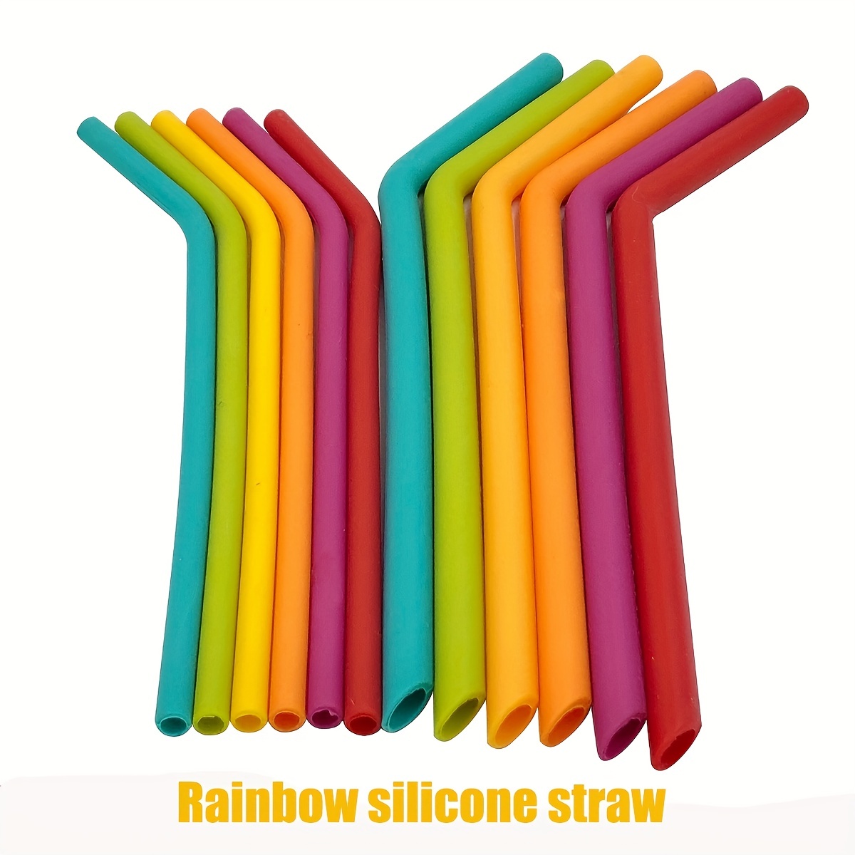 8PCS Colorful Reusable Drinking Straws Rainbow Party Favors Party