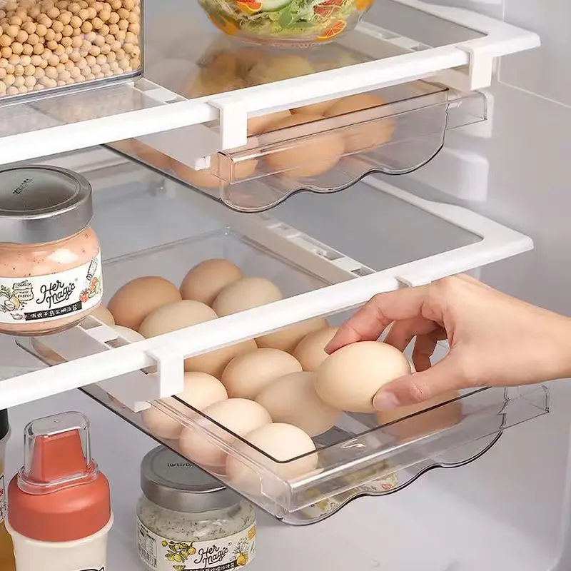 Bandeja porta huevos para refrigerador - Práctico organizador para cajones  de huevos para refrigerador con contenedores de almacenamiento con ruedas 