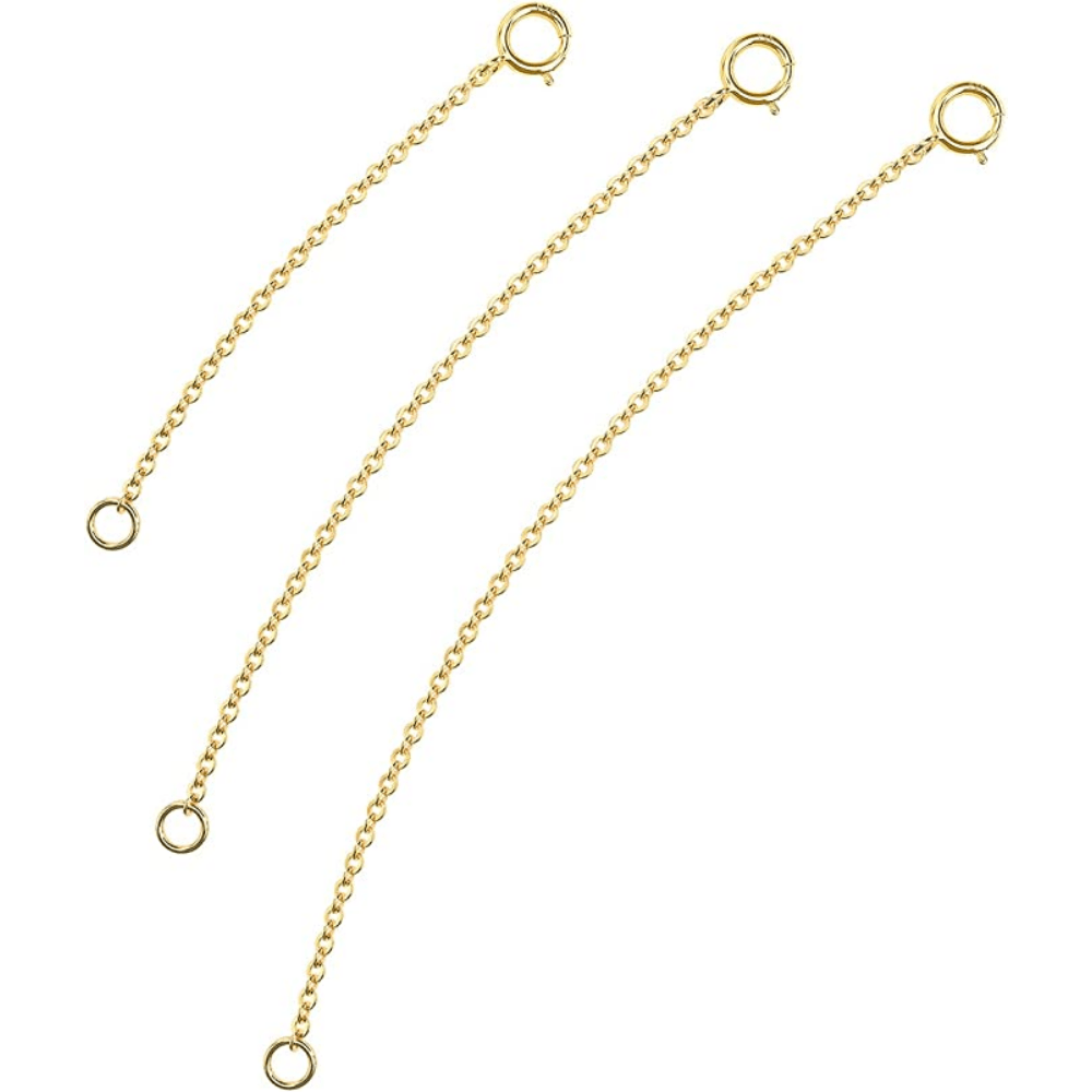 Gold Necklace Extenders 14K Gold Plated Extender Chain 925 Sterling Silver Extension Bracelet Extender Gold Chain Extenders for Necklaces 3 Pcs (1 2