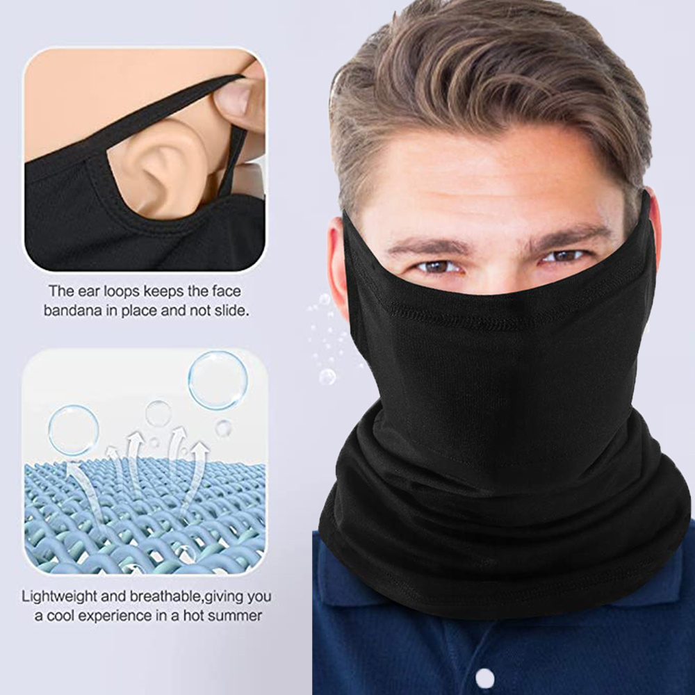 Neck Gaiter Face Cover Mask with Ear Loops, Breathable Sun & Wind-proof for  Skiing Fishing Hiking Cycling
