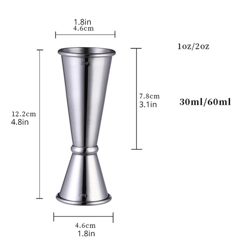 1pc Stainless Steel Measuring Cup With 3 Scale Lines: Ounce, Cup, And  Cocktail Glass