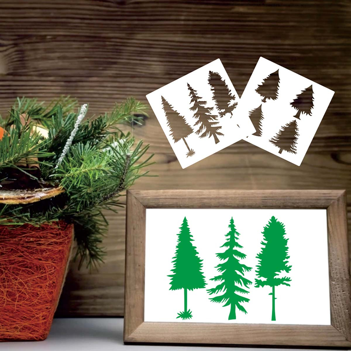 Christmas Skinny Evergreen,Farm Fresh Tree Stencil Bundle for