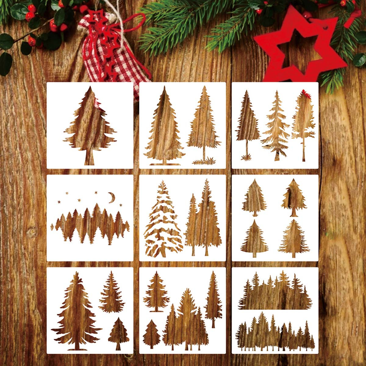 Christmas Tree Stencil Christmas Decor Pine Tree
