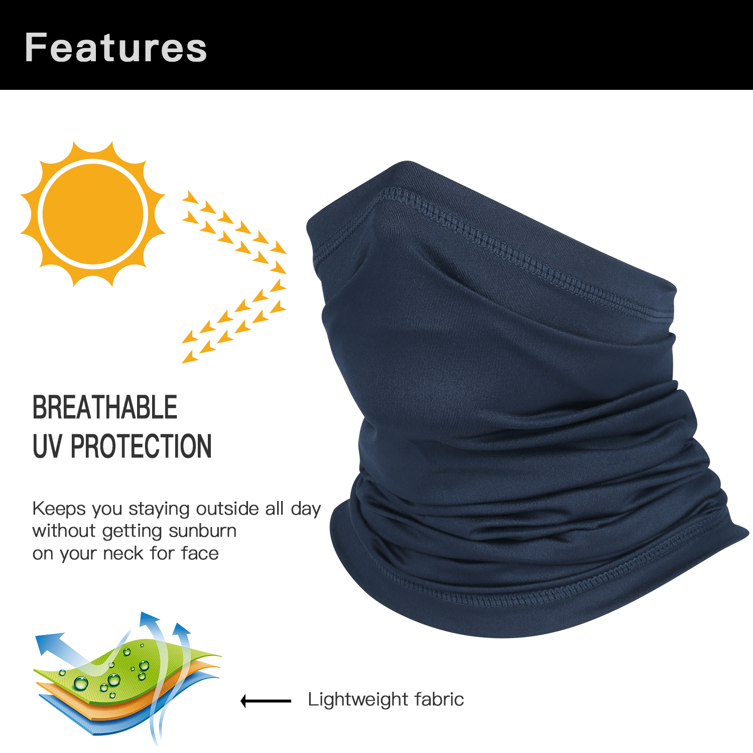 NEXCURIO Summer Face Scarf Sun Protection Neck Gaiter Breathable