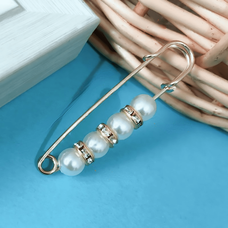 Faux Pearl Waist Pins Elegant Rhinestone Inlaid Safety Pin - Temu