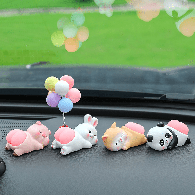 Car Dashboard Decorations Cute Cartoon Piggy Doll Ornament Car Interior  Decor(Pack of 9) Creative Car Dashboard Swing Balloons Decorations for Men