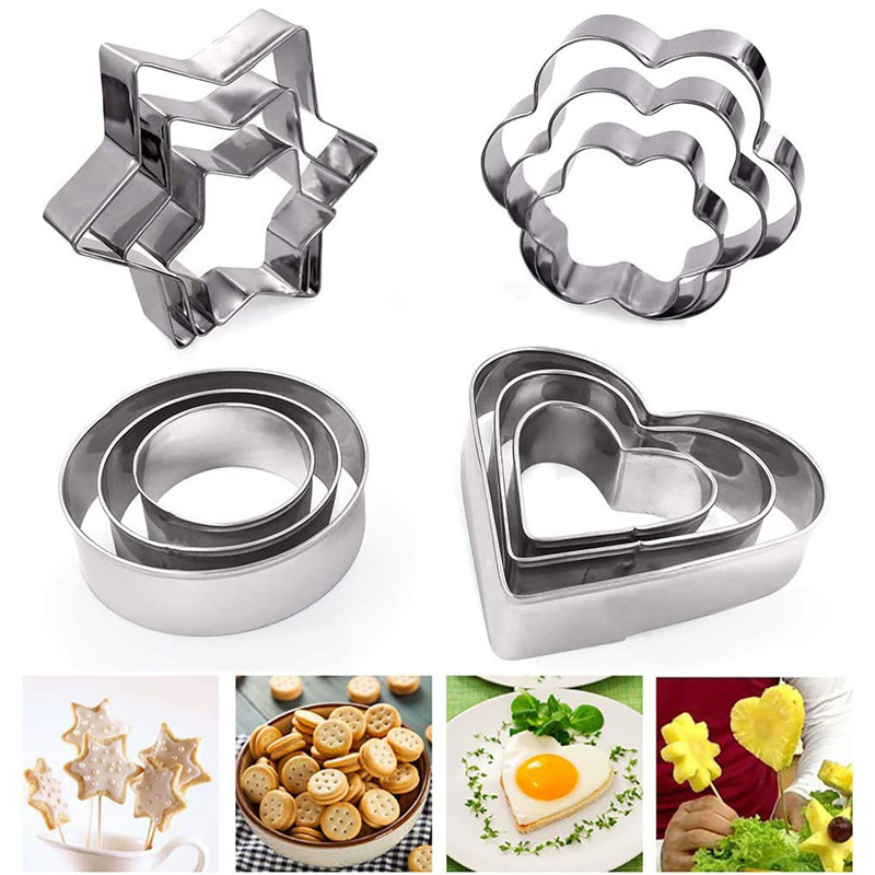 12pcs Assorted Shape Pastry Cutters Cake Cookie Biscuit Cutter Set Baking  Mold