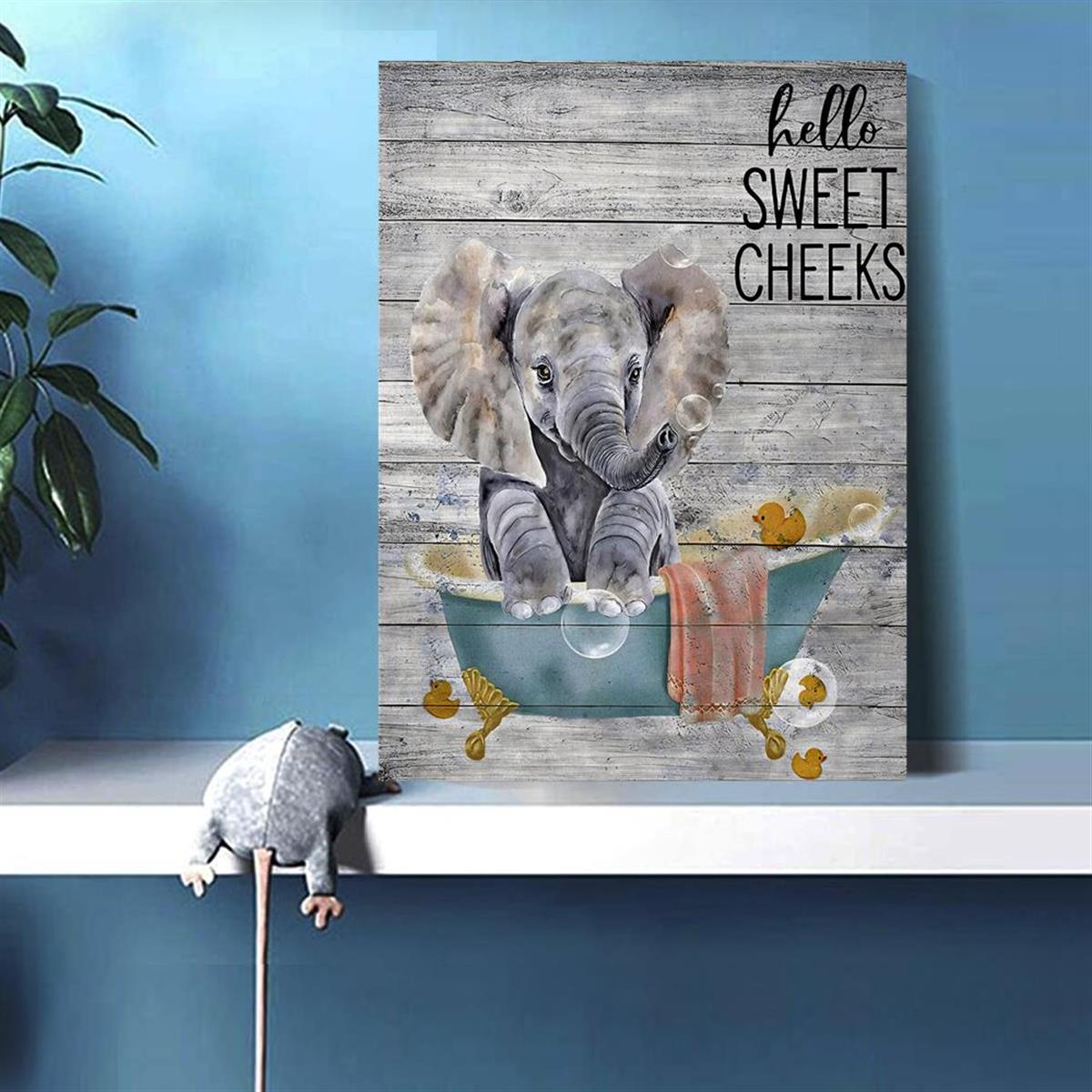 Blue Gray Elephant Wall Decor, Elephant Print, Canvas Print