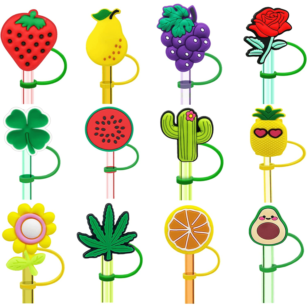 Straw Tips Cover Reusable Straw Toppers Kawaii Flower - Temu