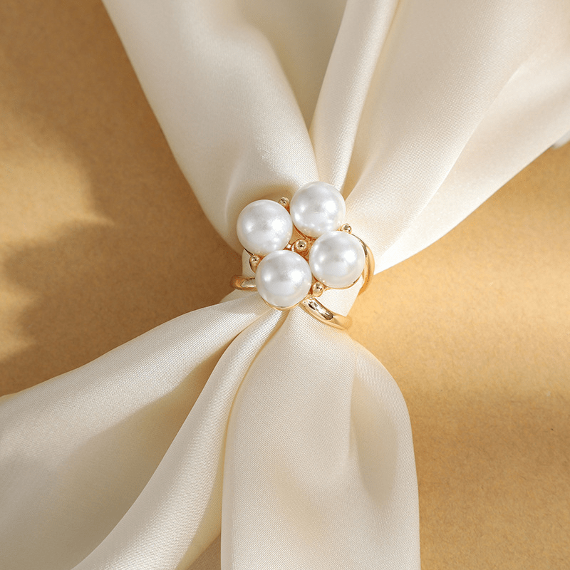 Elegant Faux Pearl Scarf Ring Clip Scarf Buckle For - Temu