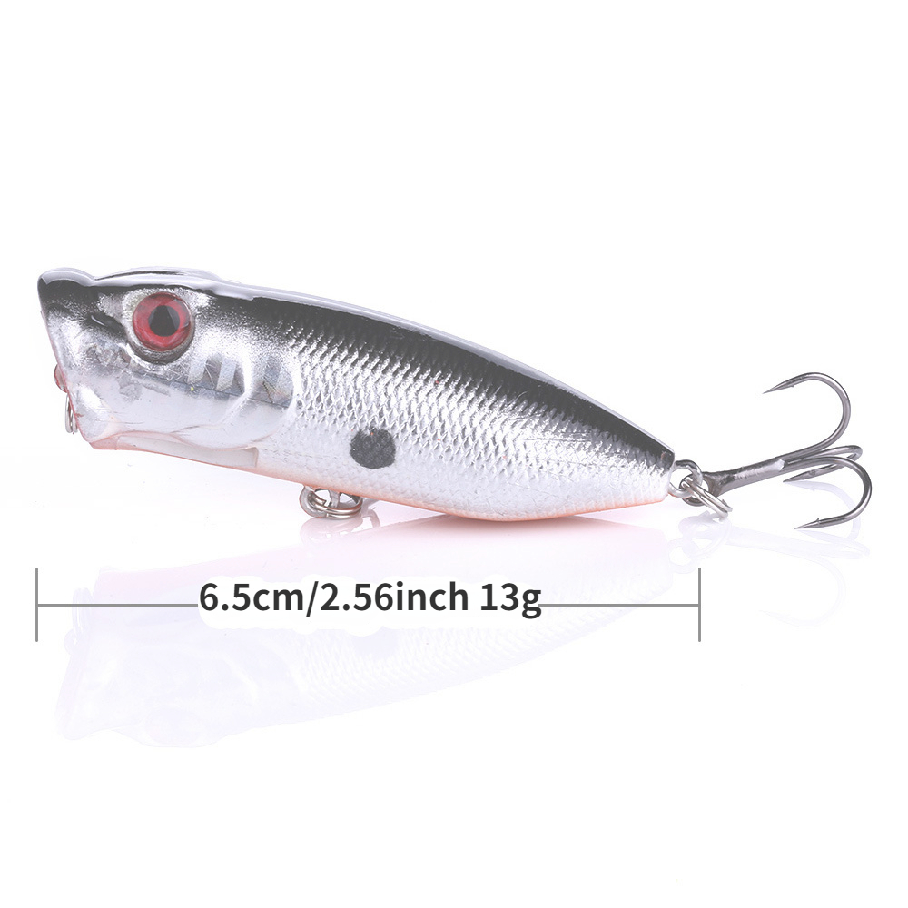 6pcs Premium Top Water Popper Crankbait Fishing Lure for Sea Bass and Pike  Trolling - Hard Bait Artificial Wobbler with Floating Design