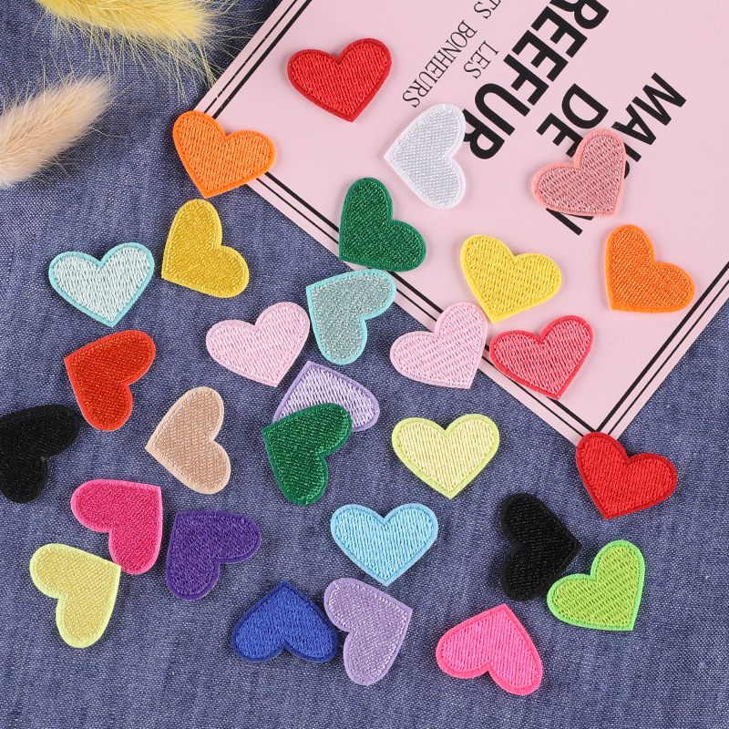 

20pcs/pack Multicolor Heart Shape Embroidered Applique Iron On Patch For Jackets, Sew On Patches For Clothing Backpacks Jeans T-shirt